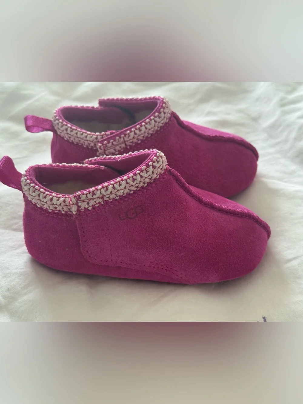 UGG Toddler Magenta Suede Hook-and-Loop Booties